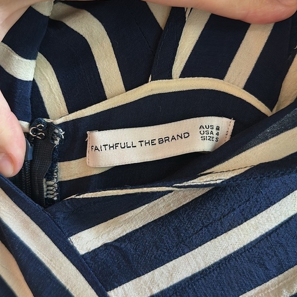 Faithfull the Brand Striped Open Back Milan Midi Dress Navy White Size S/4 - Picture 11 of 11